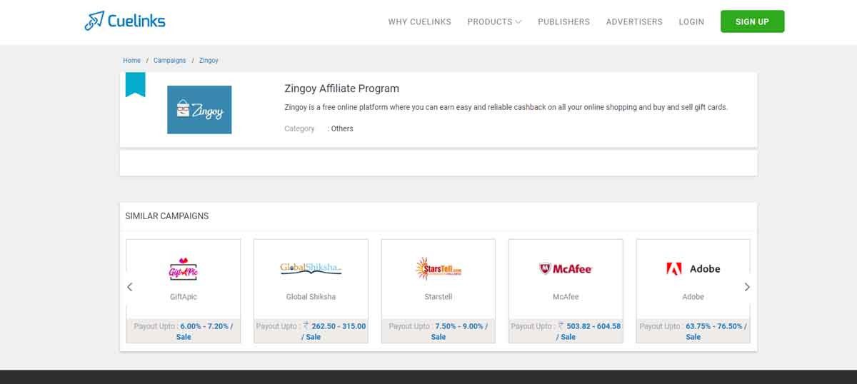 Zingoy affiliate program