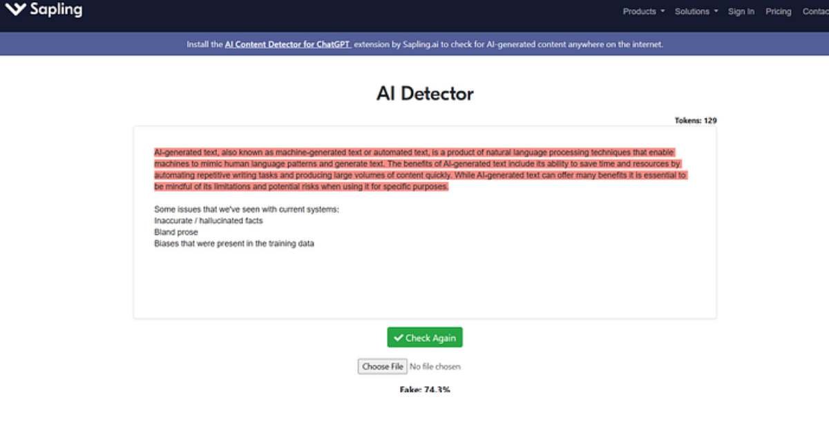 Sapling ai tested