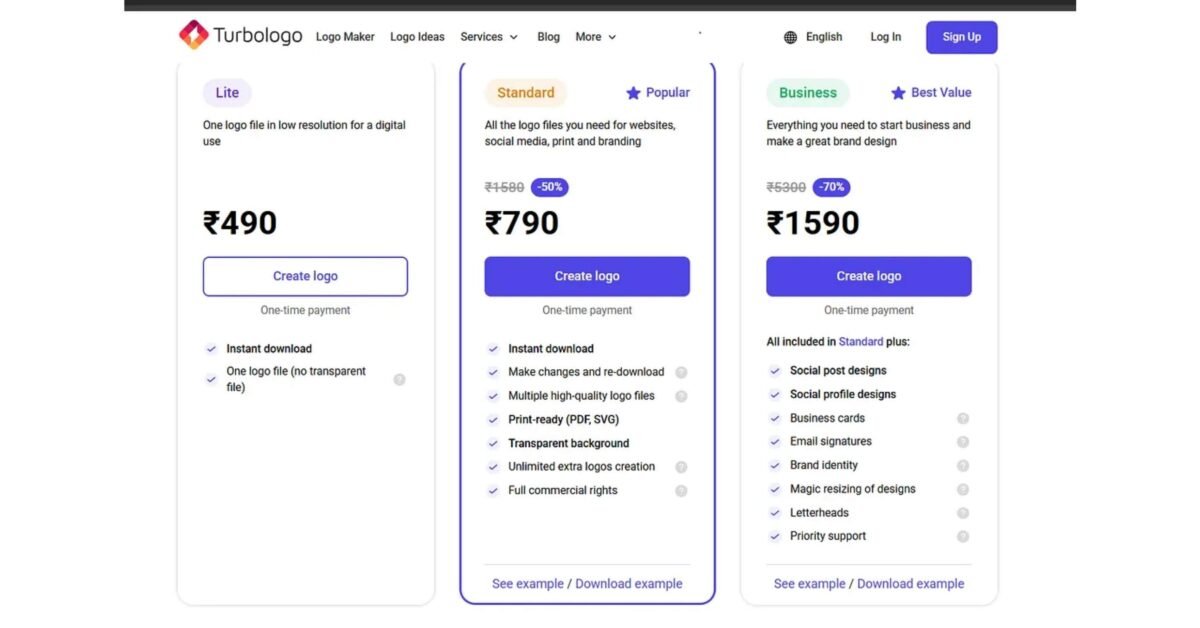 Turbologo. Com ai pricing