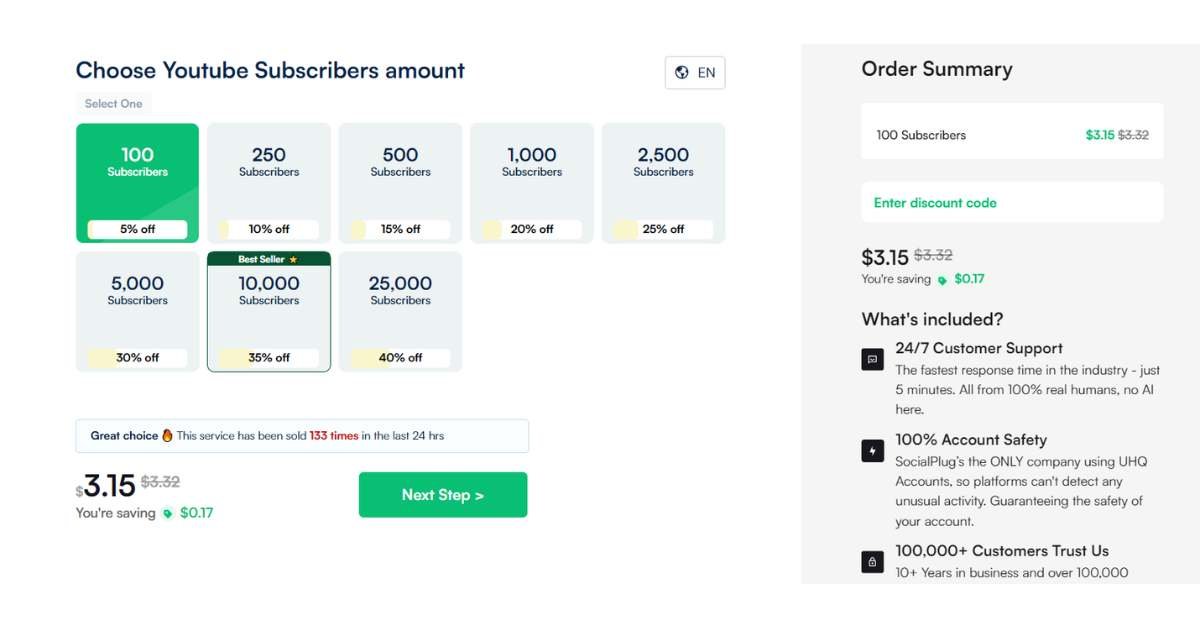 Social plug youtube subscriber pricing
