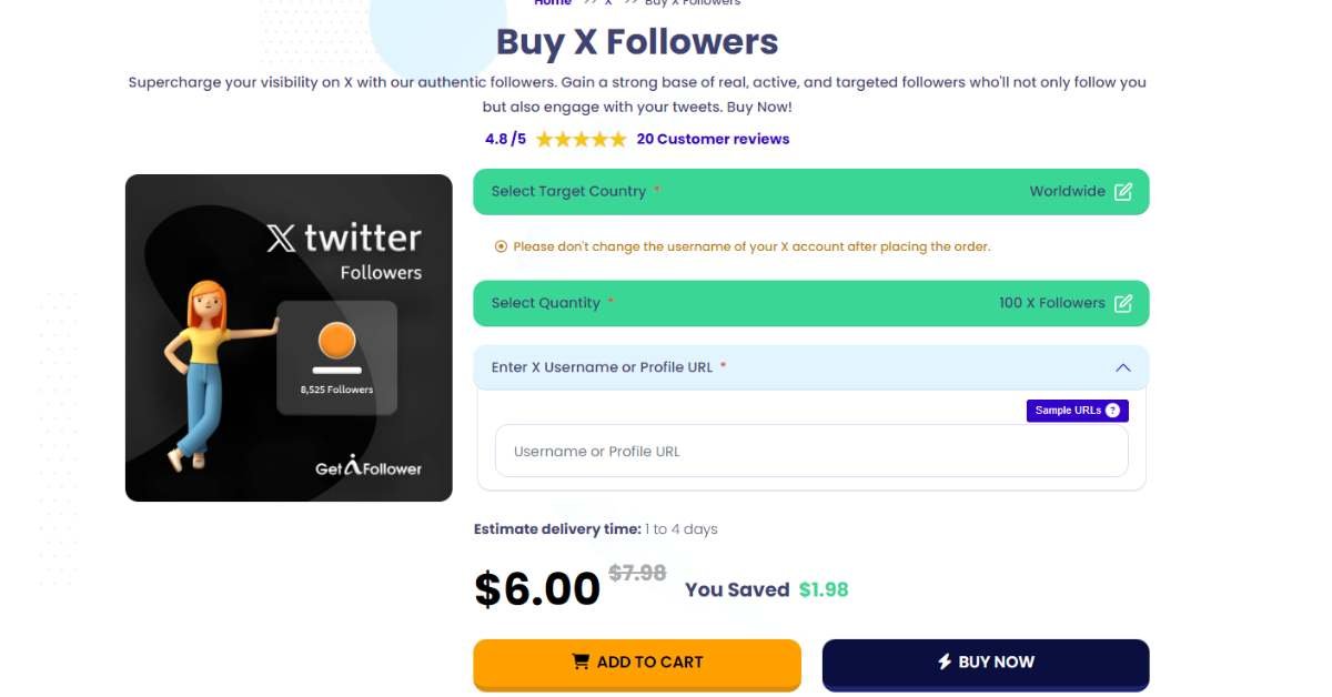 Getafollower buy x followers