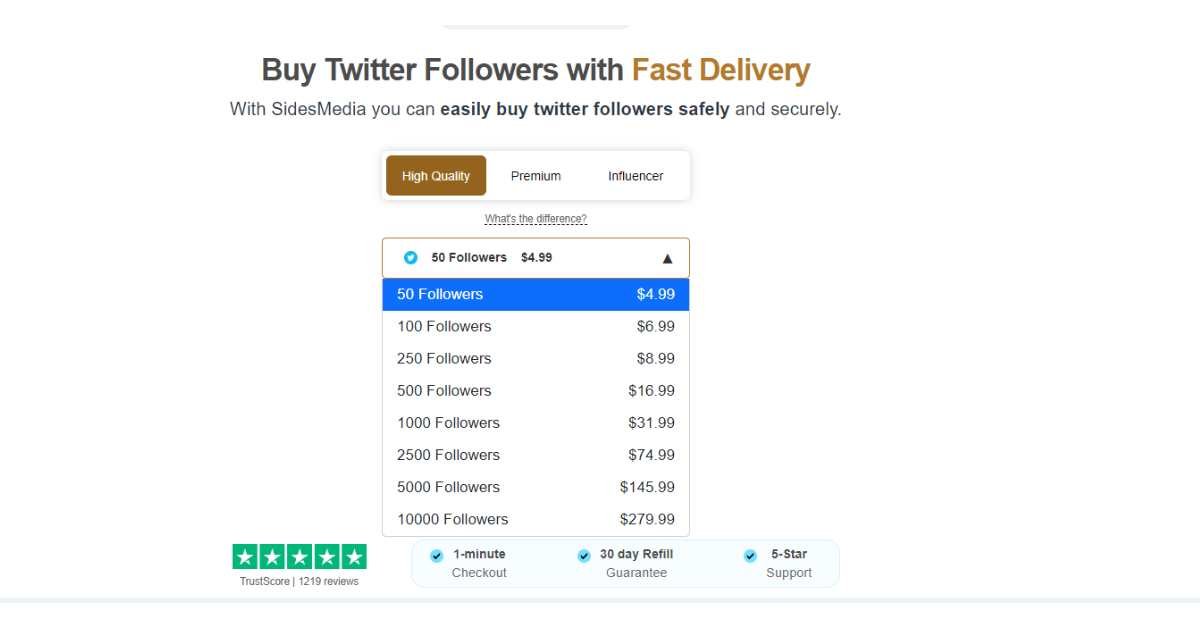 Sidesmedia buy x followers