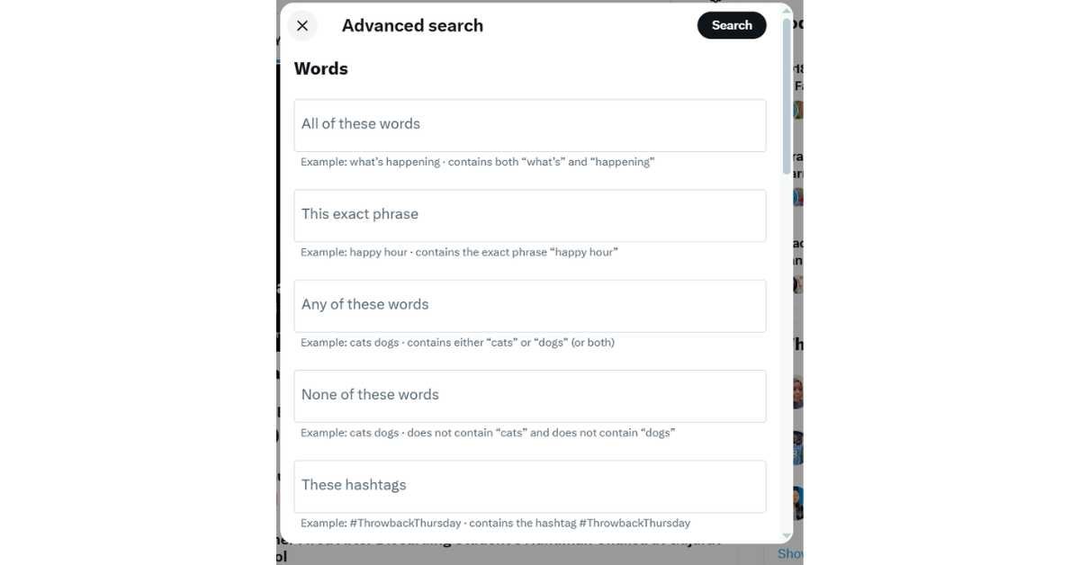 X advanced search